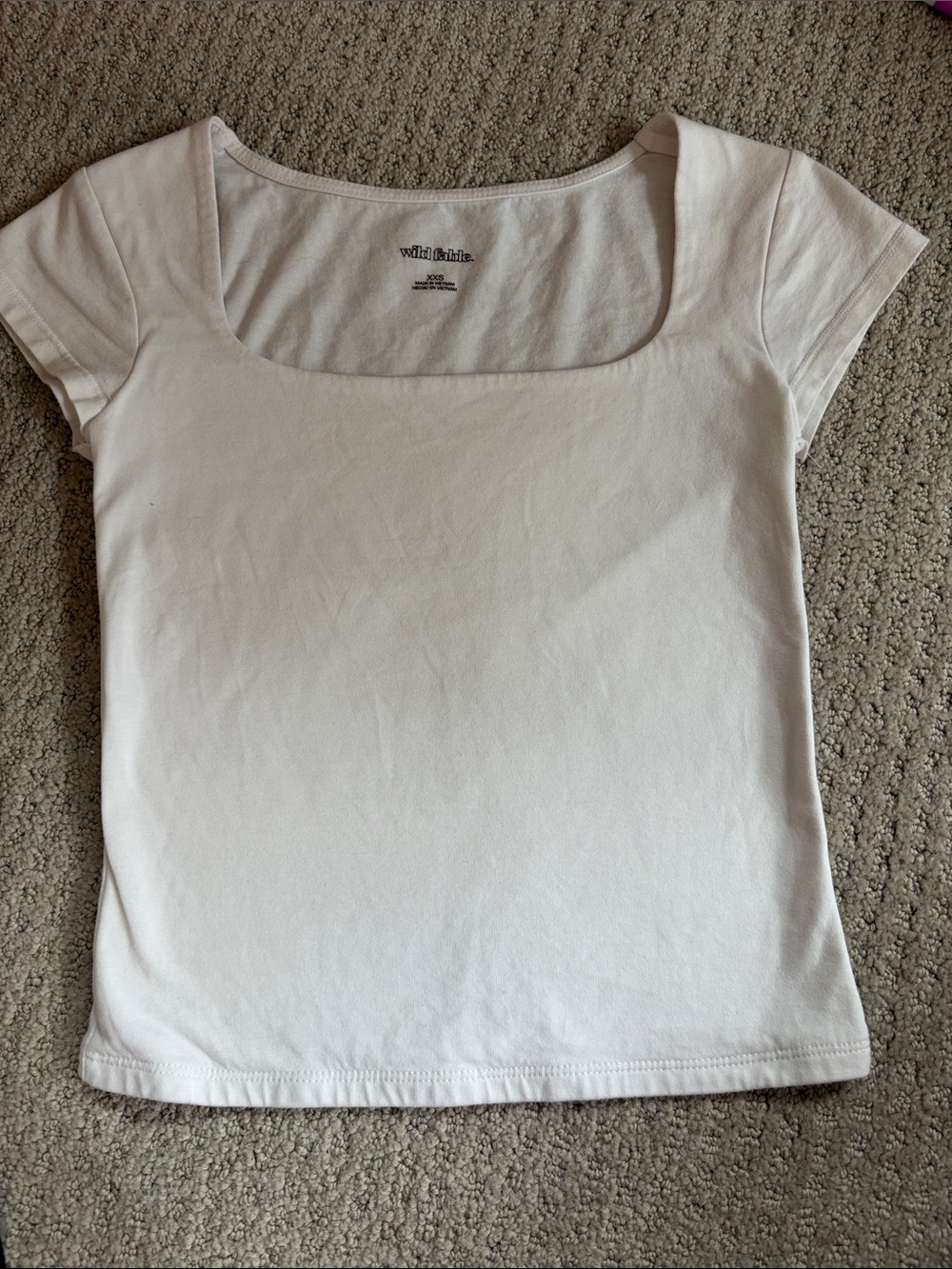 Target White Square Neck Short Sleeve Tee